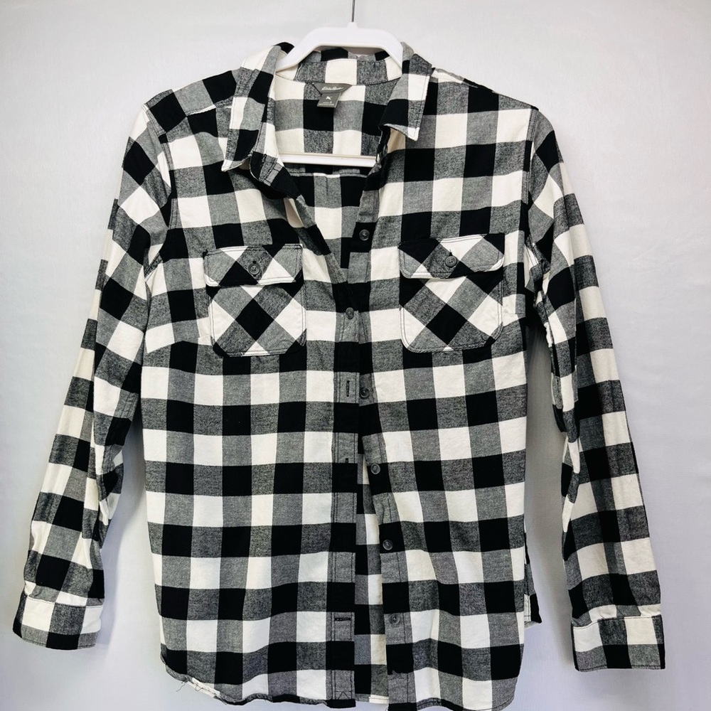 Eddie Bauer Black and White Buffalo Plaid Shirt